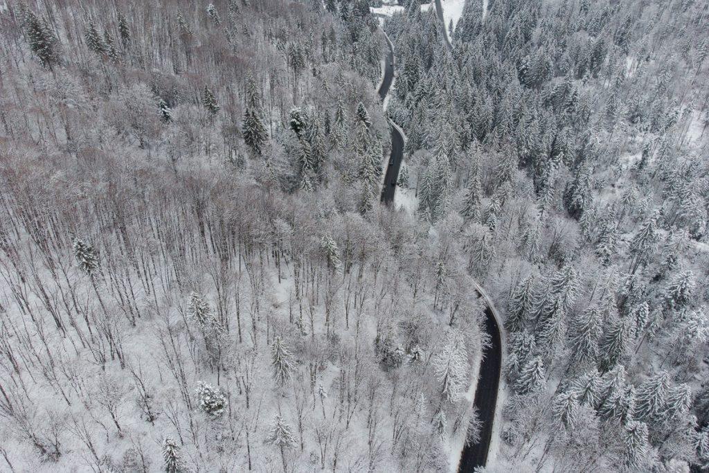 serpentine pe drumul spre poiana brasov iarna
